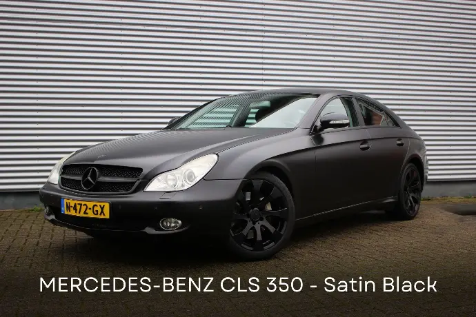 Mercedes Benz CLS met 3M Satin Black wrap - Bakker Customs Portfolio