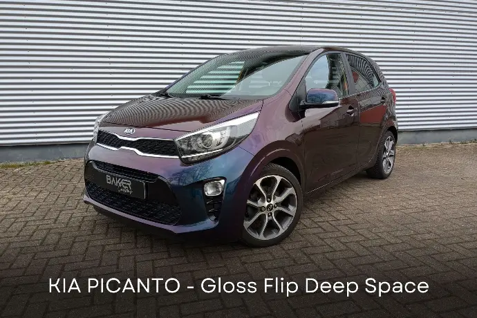 Kia Picanto met 3M High Gloss Flip Deep Space Metallic wrap - Bakker Customs Portfolio