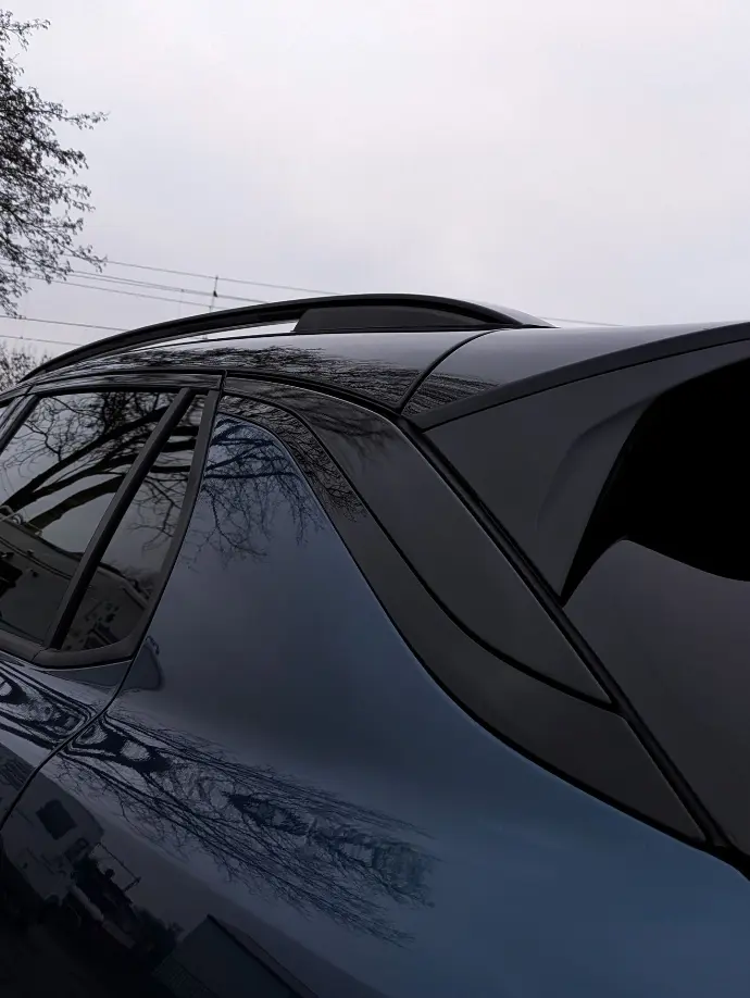 Lynk & Co 01 wrapped window trim rear three quarter angle close up